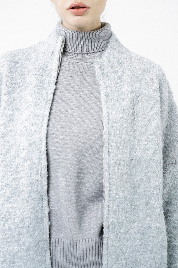 CHANCE'S NOI FOR WOMEN - 가디건 - [for Women] Loose Boucle Knit Zip up - Melange /W244TP09ML