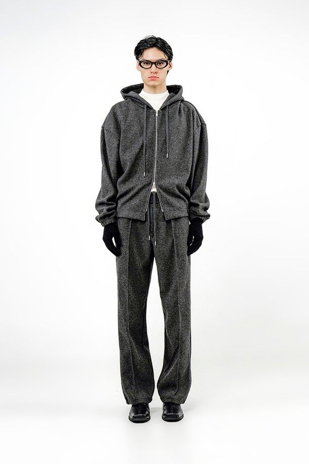 CHANCE'S NOI - 후디 - Ribbed Kint Hood Zip-up - Charcoal /M244TP01CH