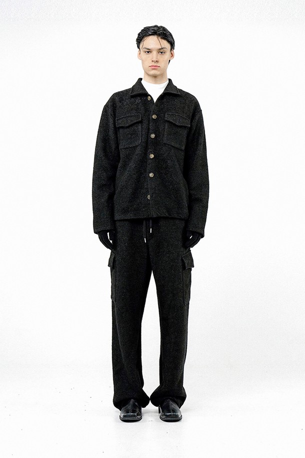 CHANCE'S NOI - 가디건 - Boucle Pocket Shirt Jacket - Black /W244TP01BK-M