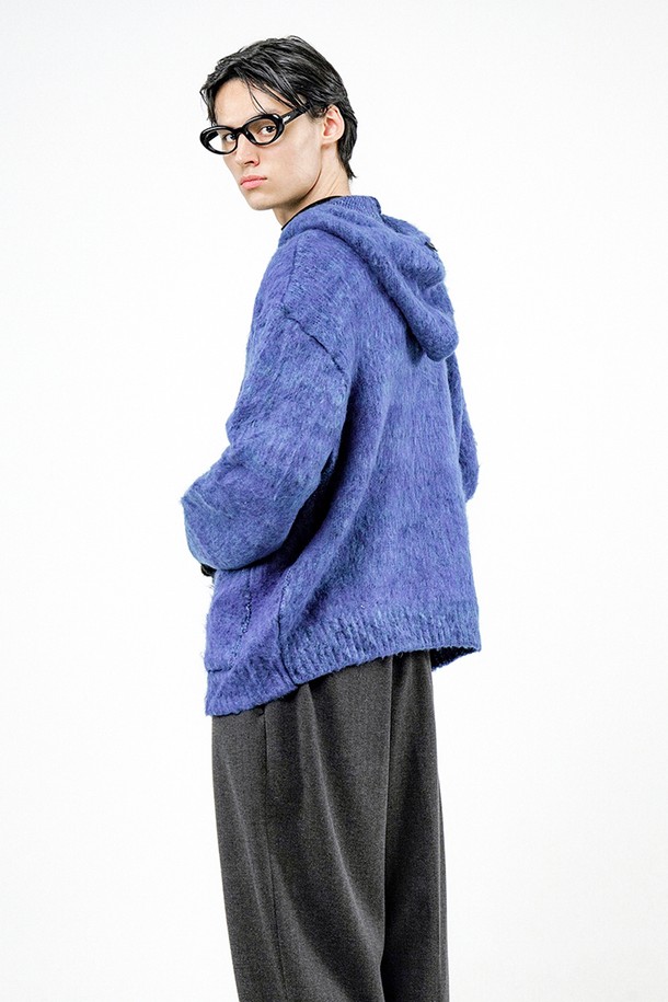 CHANCE'S NOI - 후디 - Brush Sweater hooded Zip-up - Blue /M244TP09BL