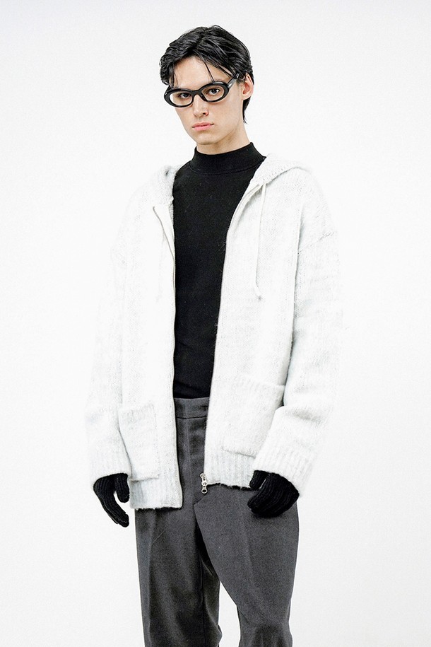 CHANCE'S NOI - 후디 - Brush Sweater hooded Zip-up - Melange /M244TP09ML