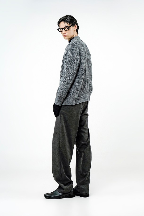 CHANCE'S NOI - 가디건 - Sweater Round-neck Cardigan - Charcoal /M244TP06CH