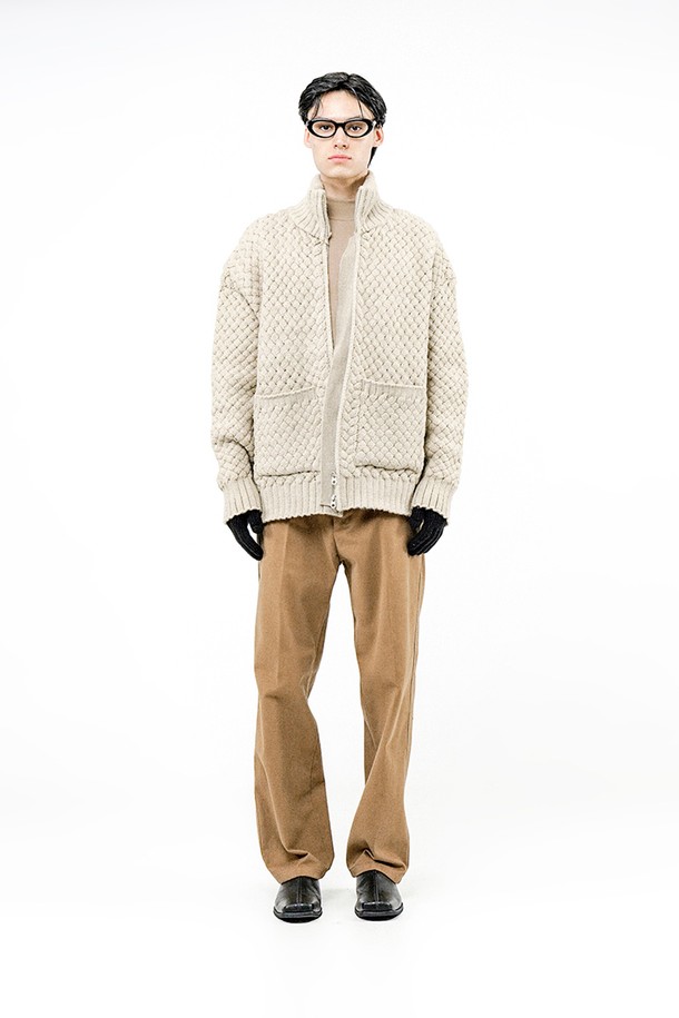 CHANCE'S NOI - 가디건 - High-neck Sweater Zip-up - Oatmeal /M244TP07OT