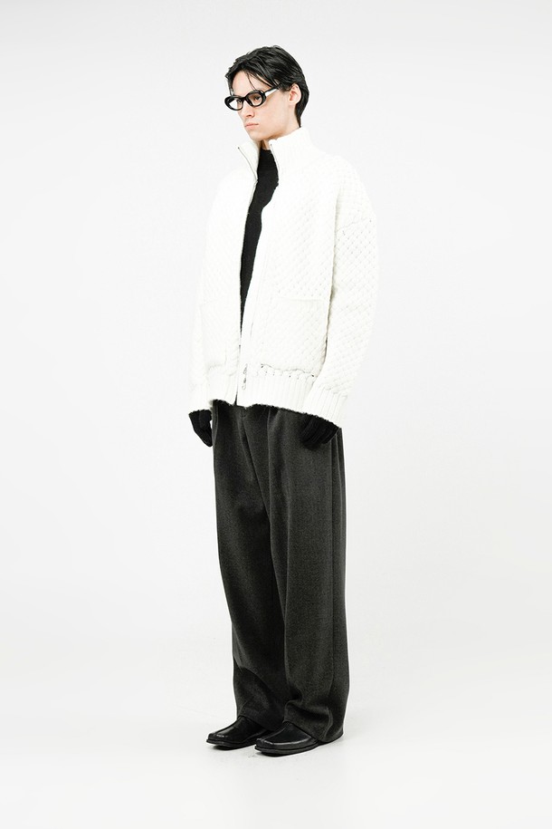 CHANCE'S NOI - 가디건 - High-neck Sweater Zip-up - Ivory /M244TP07IV