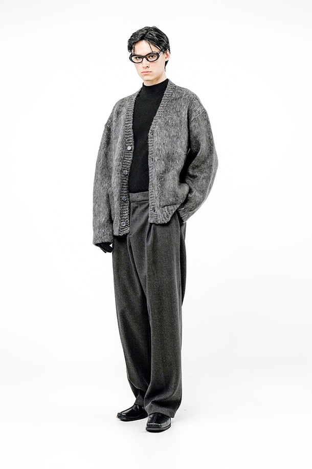 CHANCE'S NOI - 가디건 - Brush Sweater Loose Cardigan - Charcoal /M244TP08CH