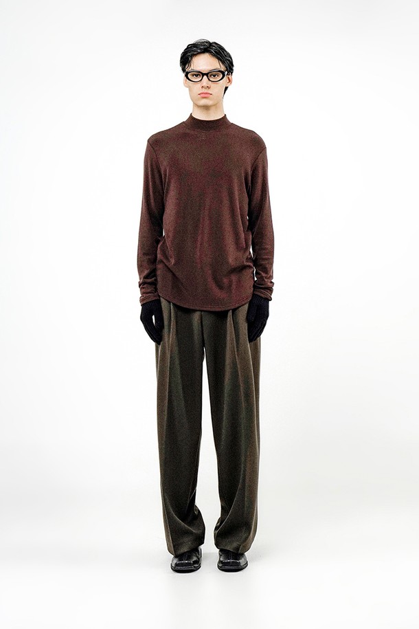 CHANCE'S NOI - 스웨터 - Fleece Wool Half Turtleneck - Brown /M244TP03BR