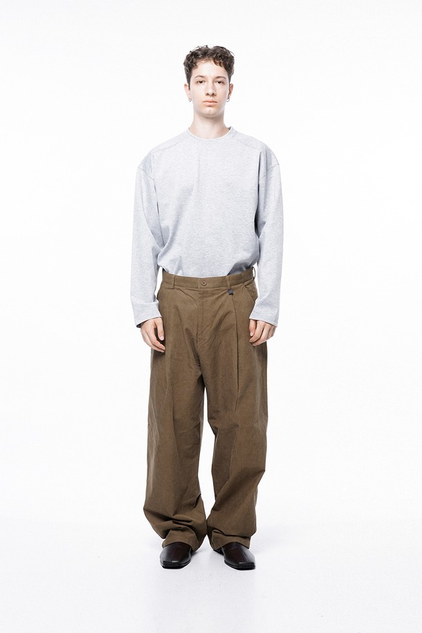 CHANCE'S NOI - 캐주얼팬츠 - Corduroy One-tuck Wide Pants - Brown /M243PT01BR