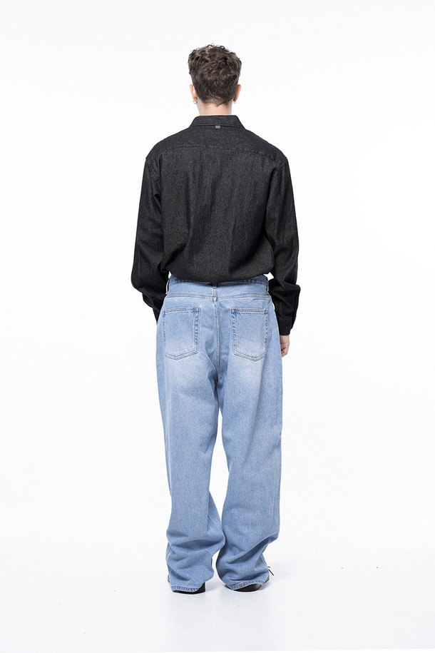 CHANCE'S NOI - 캐주얼팬츠 - Regular-fit Washed Denim - Light Blue /M243PT03LB