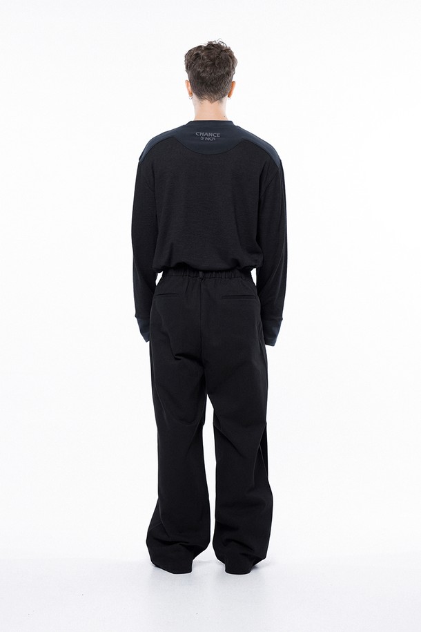 CHANCE'S NOI - 캐주얼팬츠 - Side Tuck Wide Cotton Slacks - Black /M243PT04BK