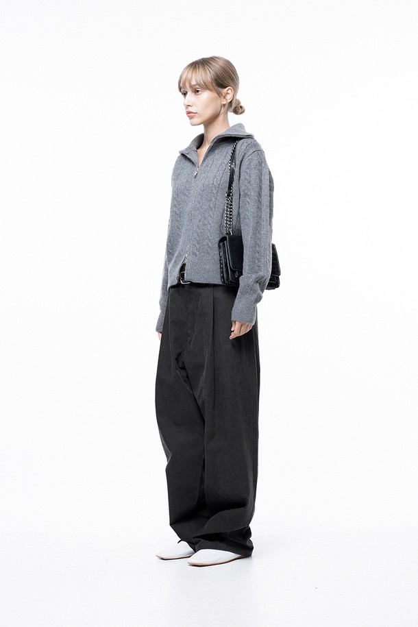 CHANCE'S NOI FOR WOMEN - 캐주얼팬츠 - Corduroy One-tuck Wide Pants - Charcoal /M243PT01CH