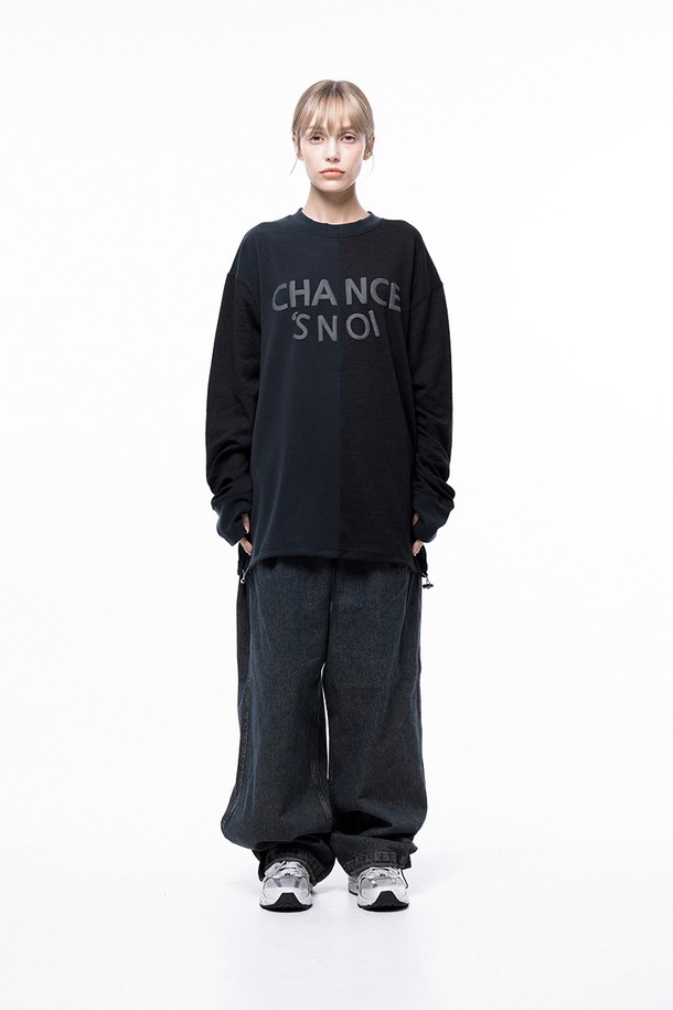 CHANCE'S NOI FOR WOMEN - 스웨트셔츠 - S`noi Reverse Slev Crew-neck Sweat - Black Navy /M243MT01BKW