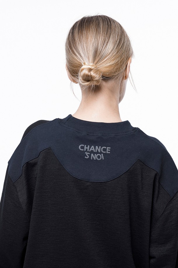 CHANCE'S NOI FOR WOMEN - 스웨트셔츠 - S`noi Reverse Rib Crew Neck Sweat - Black Navy /M243MT02BKW