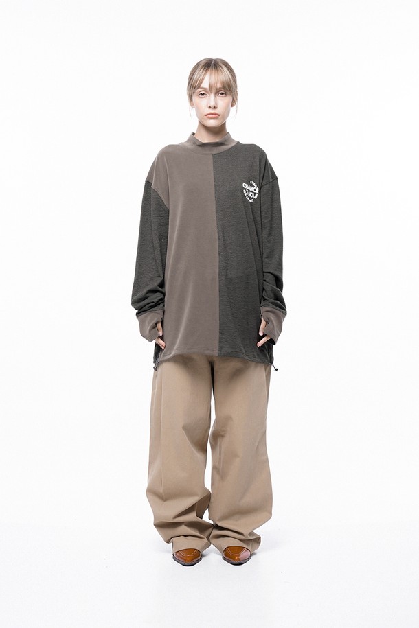 CHANCE'S NOI FOR WOMEN - 스웨트셔츠 - Circle Reverse Slev Hlaf-neck Sweat - Khaki Beige /M243MT03KAW