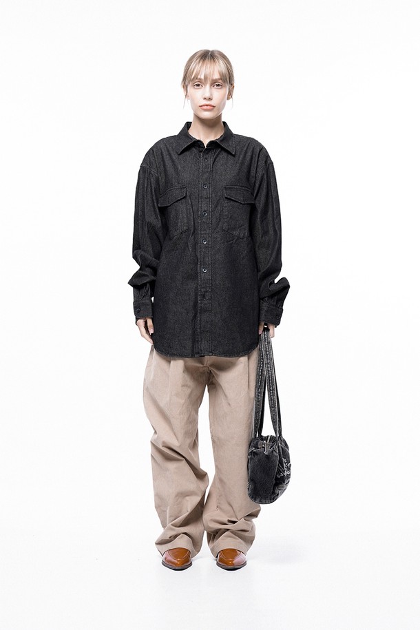 CHANCE'S NOI FOR WOMEN - 긴팔셔츠 - Western Pocket Denim Shirt - Black Indigo /W243SH03BK