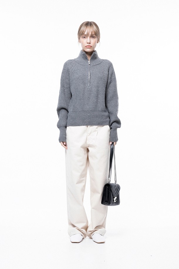 CHANCE'S NOI FOR WOMEN - 스웨터 - Soft Hazzy Half Zip-up Knit - Gray /W243TP05GR