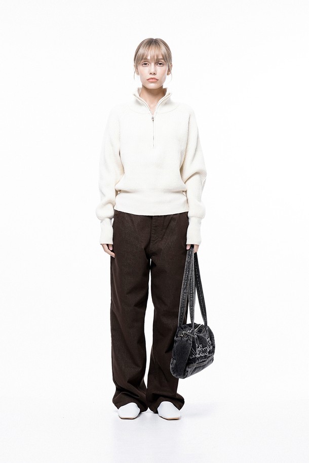 CHANCE'S NOI FOR WOMEN - 스웨터 - Soft Hazzy Half Zip-up Knit - Ivory /W243TP05IV