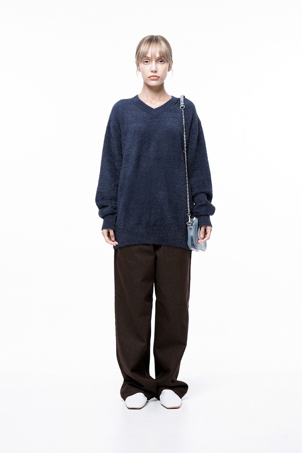 CHANCE'S NOI FOR WOMEN - 스웨터 - Soft Mohair Angora V-neck Knit - Navy /W243TP07NY