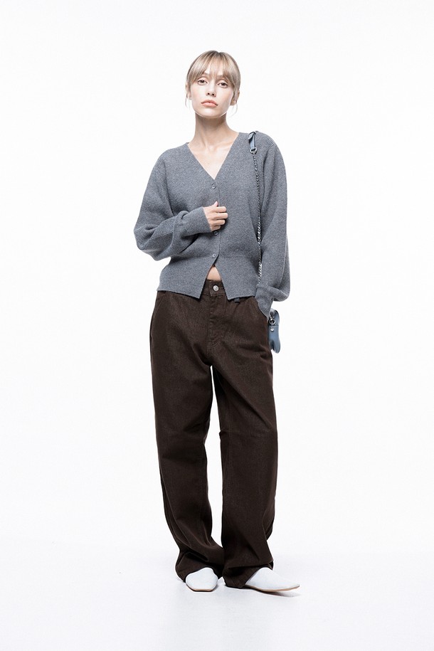 CHANCE'S NOI FOR WOMEN - 가디건 - Soft Crop Knit Cardigan - Gray /W243TP04GR