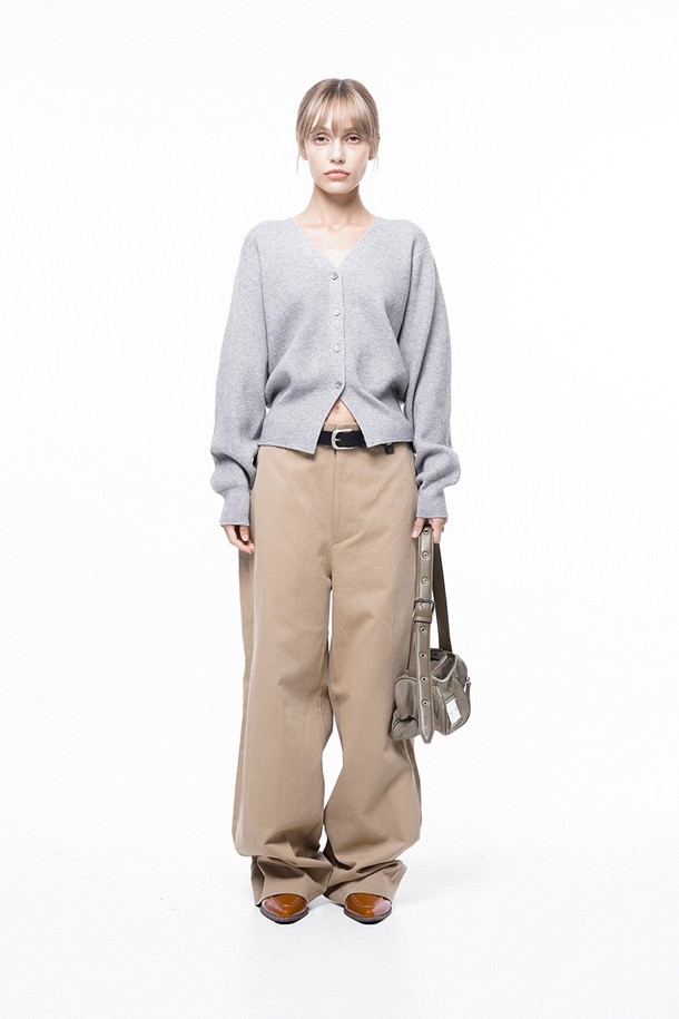 CHANCE'S NOI FOR WOMEN - 가디건 - Soft Crop Knit Cardigan - Melange /W243TP04ML