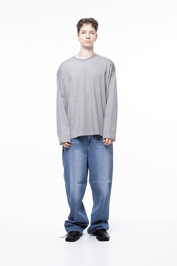 CHANCE'S NOI - 긴팔티셔츠 - Pigment Slit Long sleeved - Gray /M243TP03GR