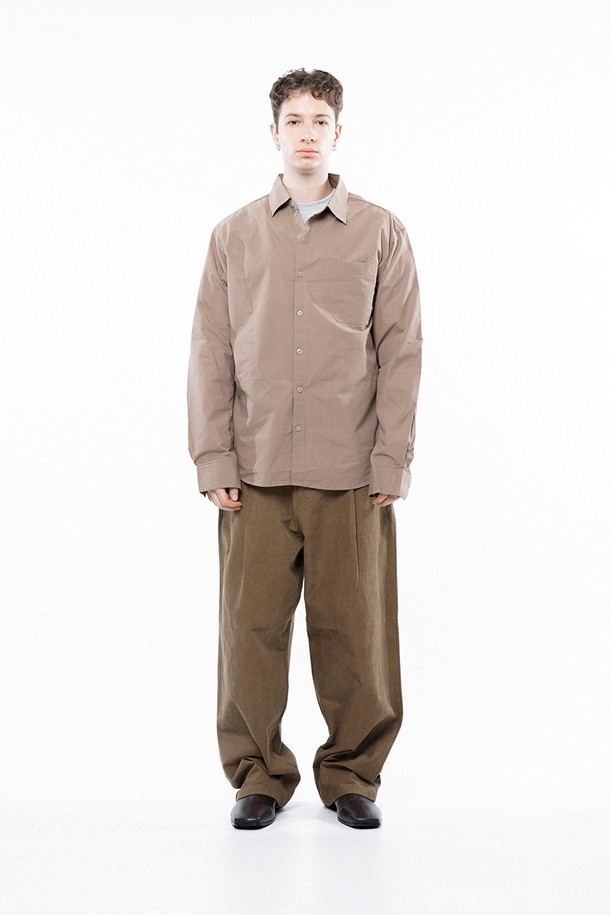 CHANCE'S NOI - 긴팔셔츠 - Standard Polygon Pocket Shirt - Beige /M243SH01BE