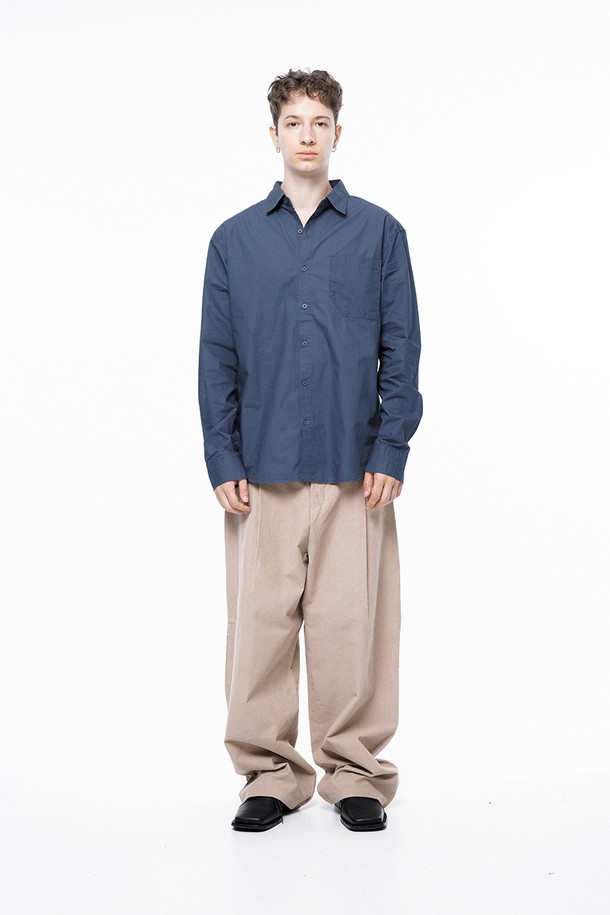 CHANCE'S NOI - 긴팔셔츠 - Standard Polygon Pocket Shirt - Royal Navy /M243SH01NY