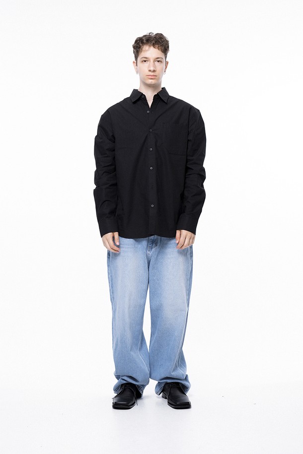 CHANCE'S NOI - 긴팔셔츠 - Standard Polygon Pocket Shirt - Black /M243SH01BK