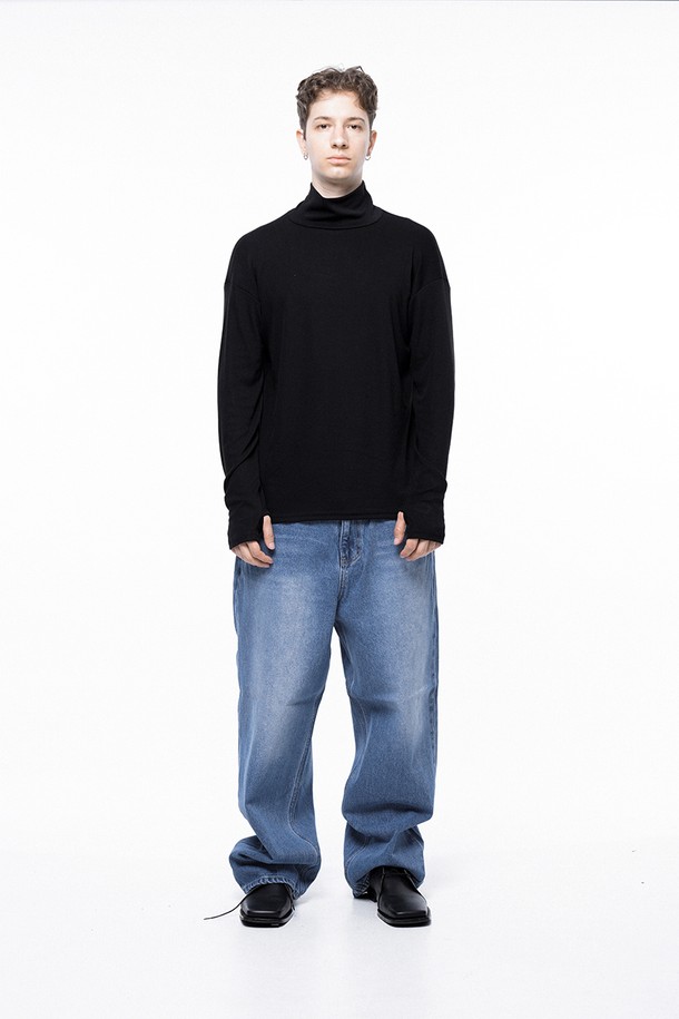 CHANCE'S NOI - 스웨터 - Spandex Finger-warmer Turtleneck - Black /M243TP04BK