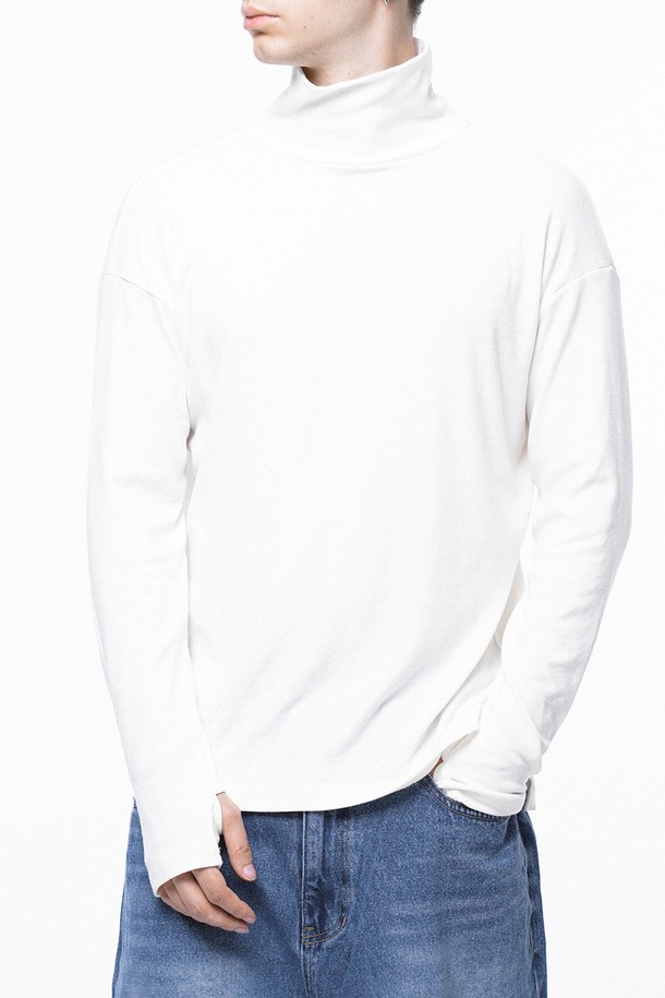 CHANCE'S NOI - 스웨터 - Spandex Finger-warmer Turtleneck - White /M243TP04WH