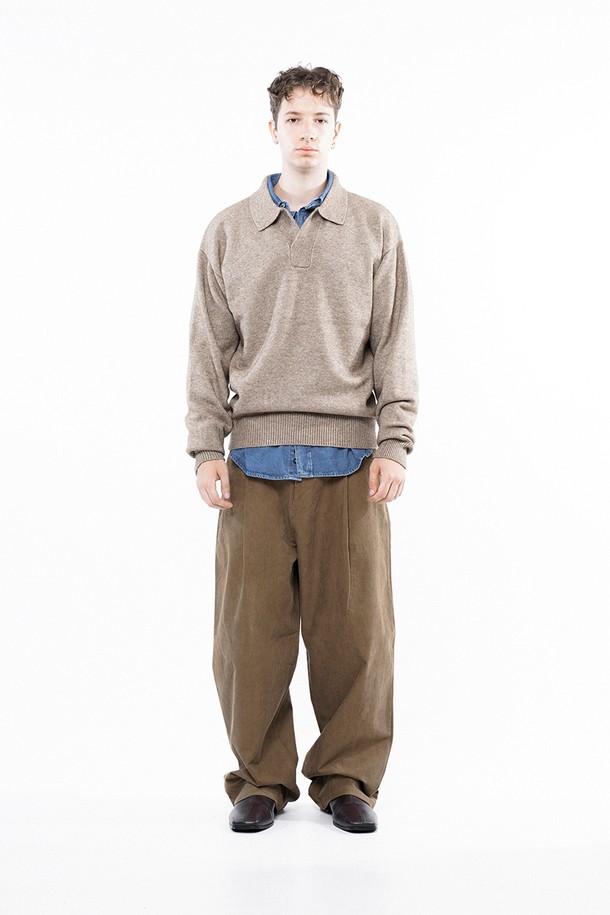 CHANCE'S NOI - 스웨터 - Dense Modal Open-collar Kint - Oatmeal /M243TP08OT