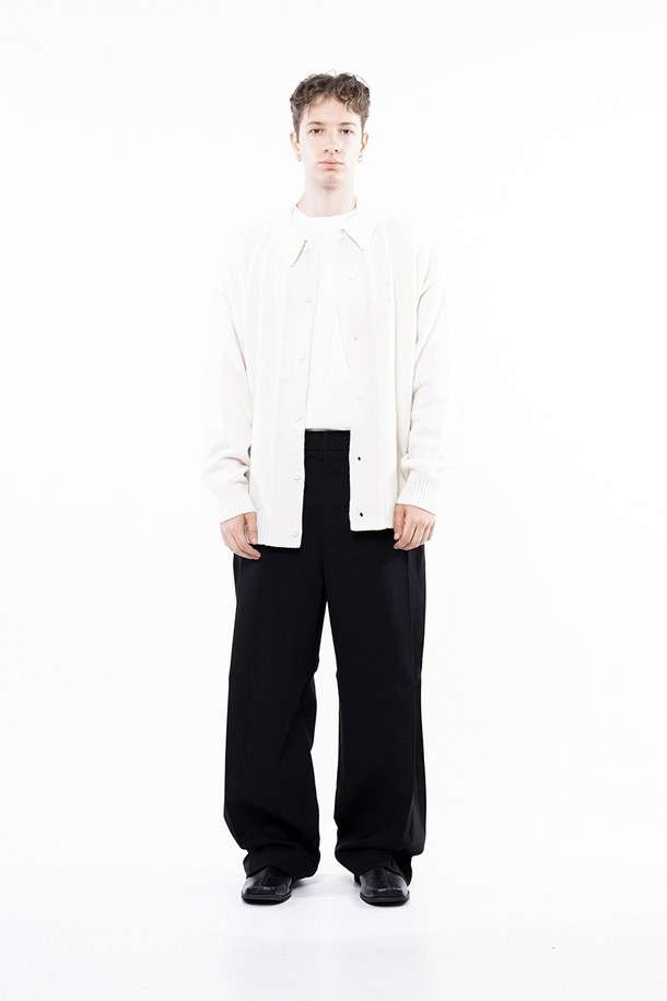 CHANCE'S NOI - 가디건 - Tear Collar-neck Cardigan - Ivory /M243OT03IV