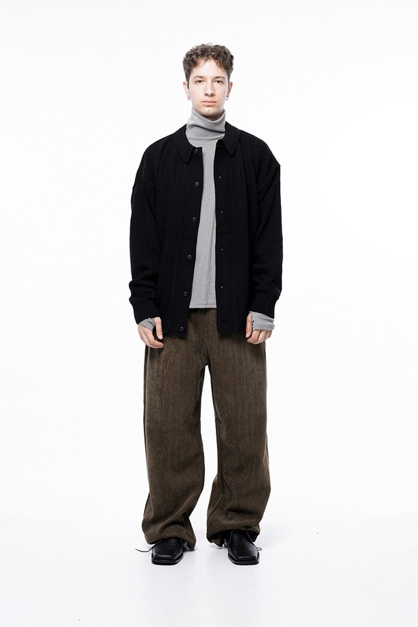 CHANCE'S NOI - 가디건 - Tear Collar-neck Cardigan - Black /M243OT03BK