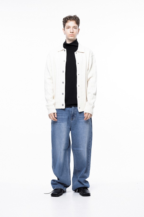 CHANCE'S NOI - 가디건 - Dense Cable Collar-neck Cardigan - Ivory /M243OT02IV