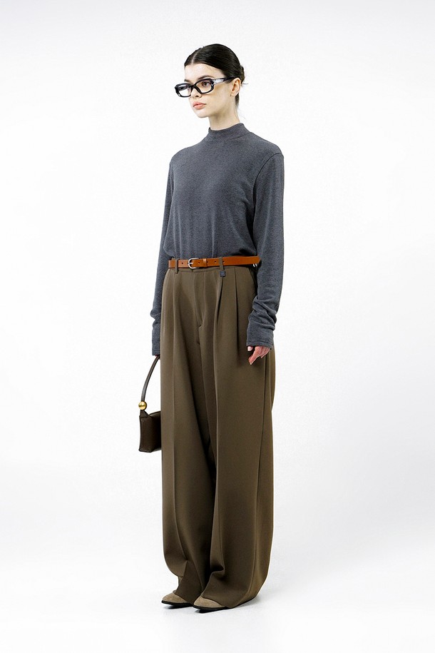 CHANCE'S NOI FOR WOMEN - 캐주얼팬츠 - [for Women] Wool Banding Wide Slacks - Brown /W244PT01BR