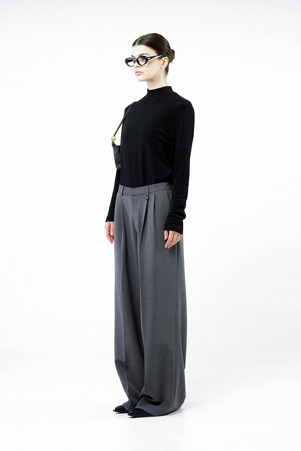 CHANCE'S NOI FOR WOMEN - 캐주얼팬츠 - [for Women] Wool Banding Wide Slacks - Gray /W244PT01GR