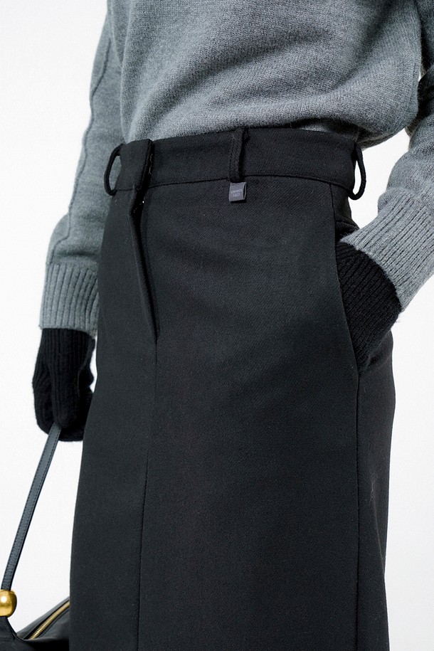 CHANCE'S NOI FOR WOMEN - 롱스커트 - [for Women] Back-Slit Wool Long Skirt - Charcoal /W244SK01CH