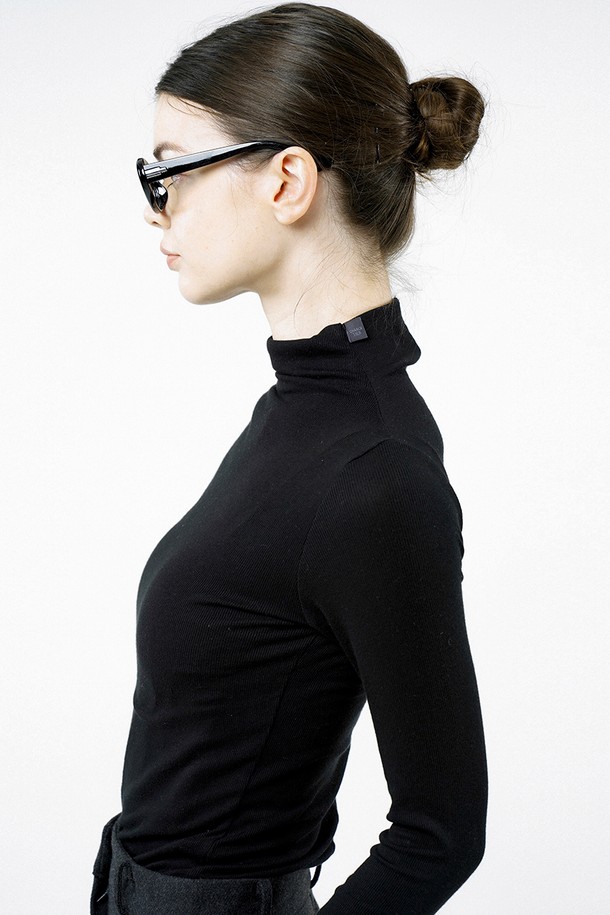 CHANCE'S NOI FOR WOMEN - 터틀넥 - [for Women] Slit Ribbed Half Turtleneck - Black /W244TP03BK