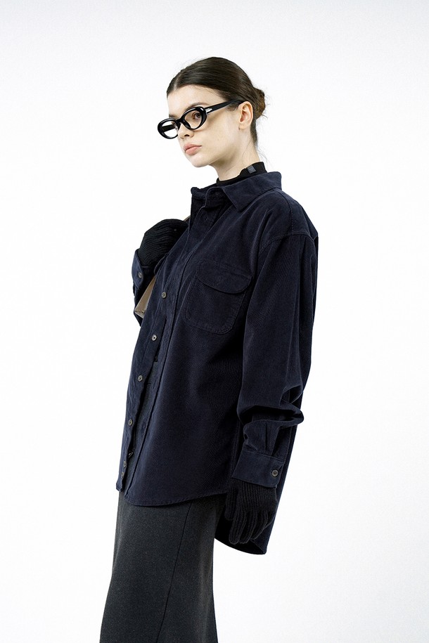 CHANCE'S NOI FOR WOMEN - 긴팔셔츠 - [for Women] Loose-Fit Corduroy Shirt - Navy/W244TP07NY