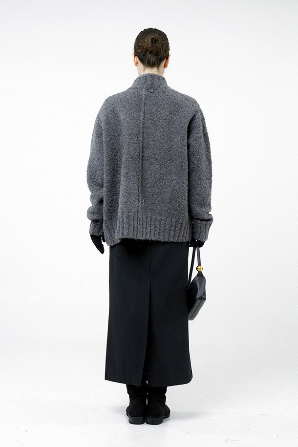 CHANCE'S NOI FOR WOMEN - 가디건 - [for Women] Loose Boucle Knit Zip up - Charcoal /W244TP09CH