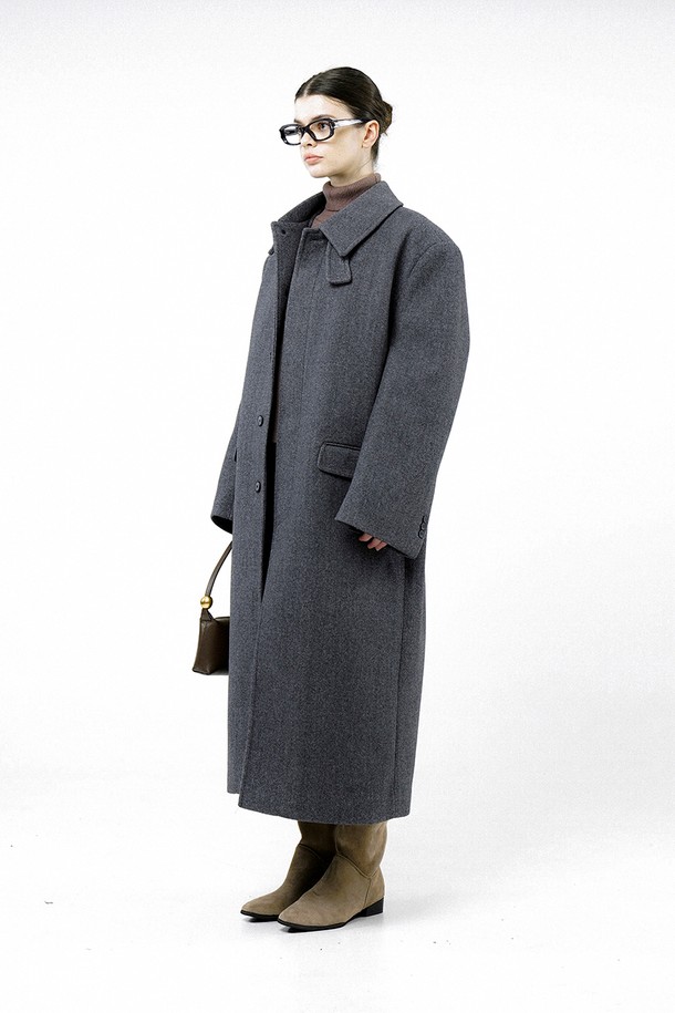 CHANCE'S NOI FOR WOMEN - 코트 - [for Women] Oversized Wide Wool Mac Coat - Charcoal /W244OT06CH