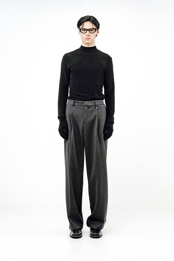 CHANCE'S NOI - 캐주얼팬츠 - Raised One Tuck Wool slacks - Charcoal /M244PT01CH