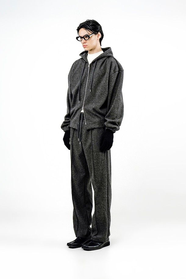 CHANCE'S NOI - 후디 - Ribbed Kint Hood Zip-up - Charcoal /M244TP01CH