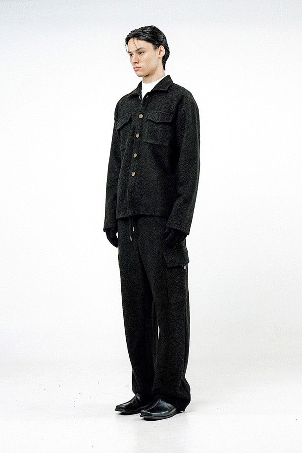 CHANCE'S NOI - 가디건 - Boucle Pocket Shirt Jacket - Black /W244TP01BK-M