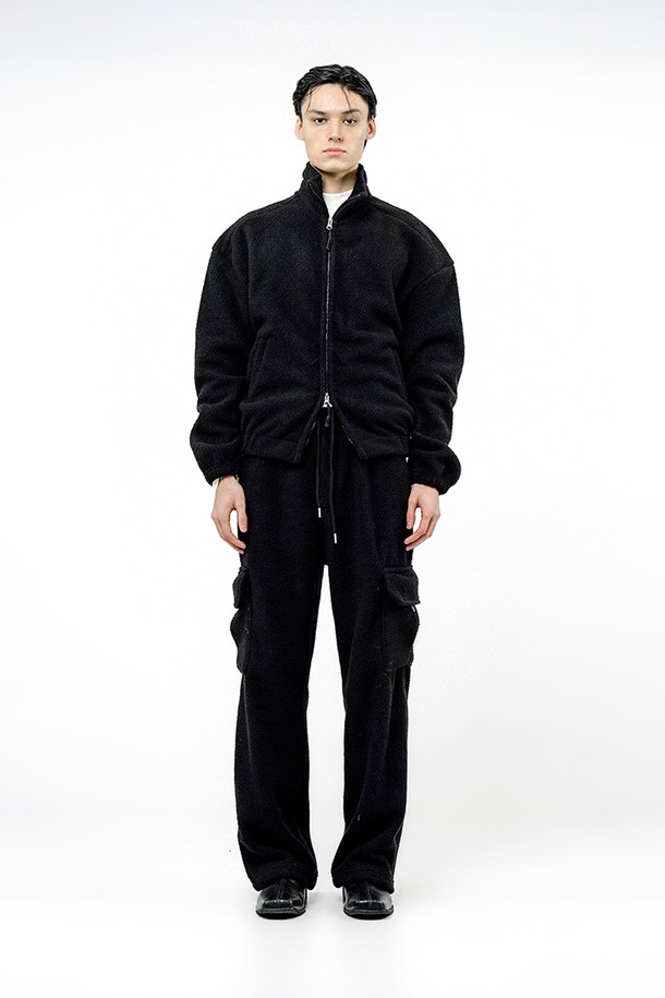 CHANCE'S NOI - 점퍼 - Fleece Two-way Zip-up - Black /M244TP02BK