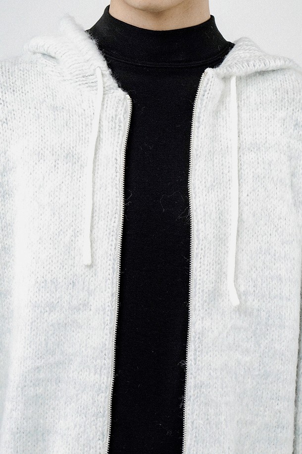 CHANCE'S NOI - 후디 - Brush Sweater hooded Zip-up - Melange /M244TP09ML