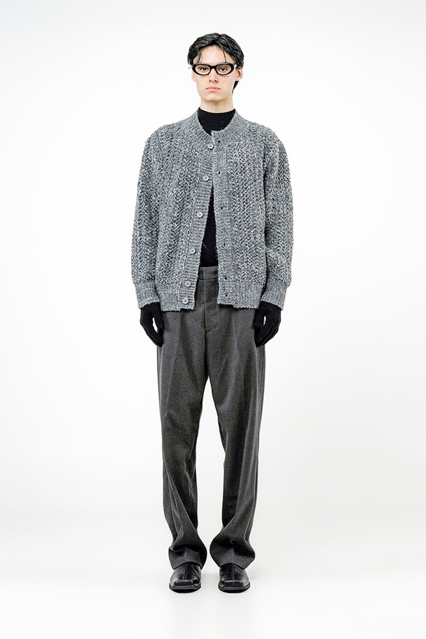 CHANCE'S NOI - 가디건 - Sweater Round-neck Cardigan - Charcoal /M244TP06CH