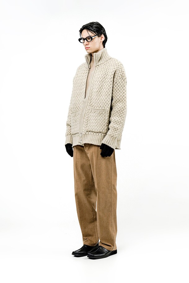 CHANCE'S NOI - 가디건 - High-neck Sweater Zip-up - Oatmeal /M244TP07OT