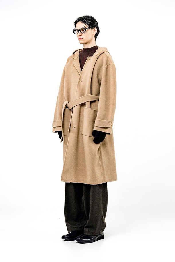 CHANCE'S NOI - 코트 - Oversized Hooded Robe Coat - Beige /W244OT03BE-M