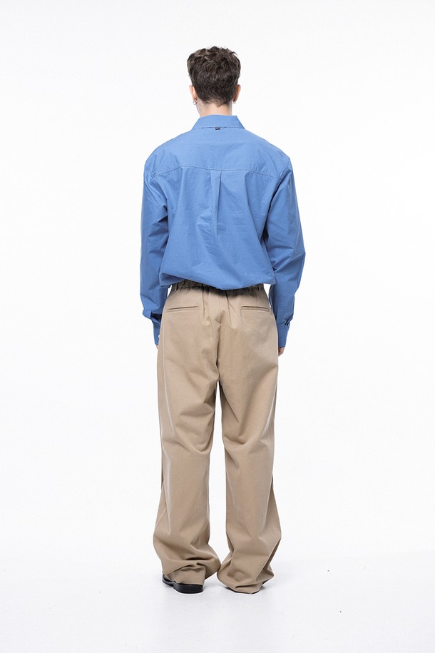 CHANCE'S NOI - 캐주얼팬츠 - Side Tuck Wide Cotton Slacks - Beige /M243PT04BE