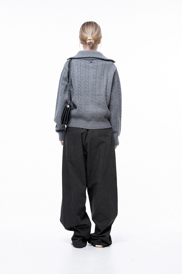 CHANCE'S NOI FOR WOMEN - 캐주얼팬츠 - Corduroy One-tuck Wide Pants - Charcoal /M243PT01CH